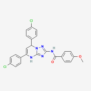 molecular formula C25H19Cl2N5O2 B11340461 N-[5,7-bis(4-chlorophenyl)-4,7-dihydro[1,2,4]triazolo[1,5-a]pyrimidin-2-yl]-4-methoxybenzamide 