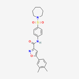 molecular formula C24H27N3O4S B11340465 N-[4-(azepan-1-ylsulfonyl)phenyl]-5-(3,4-dimethylphenyl)-1,2-oxazole-3-carboxamide 