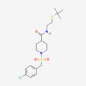 molecular formula C19H29ClN2O3S2 B11340507 N-[2-(tert-butylsulfanyl)ethyl]-1-[(4-chlorobenzyl)sulfonyl]piperidine-4-carboxamide 