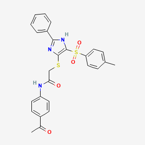 molecular formula C26H23N3O4S2 B11340760 N-(4-acetylphenyl)-2-({4-[(4-methylphenyl)sulfonyl]-2-phenyl-1H-imidazol-5-yl}sulfanyl)acetamide 