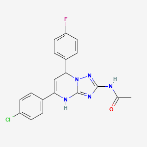 molecular formula C19H15ClFN5O B11340929 N-[5-(4-chlorophenyl)-7-(4-fluorophenyl)-3,7-dihydro[1,2,4]triazolo[1,5-a]pyrimidin-2-yl]acetamide 