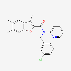molecular formula C24H21ClN2O2 B11341101 N-(3-chlorobenzyl)-3,5,6-trimethyl-N-(pyridin-2-yl)-1-benzofuran-2-carboxamide 