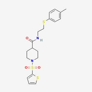 molecular formula C19H24N2O3S3 B11341144 N-{2-[(4-methylphenyl)sulfanyl]ethyl}-1-(thiophen-2-ylsulfonyl)piperidine-4-carboxamide 