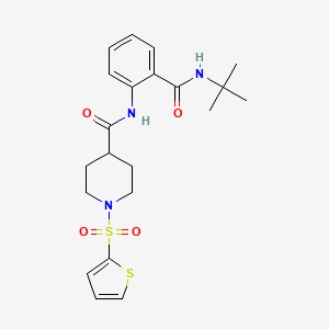 molecular formula C21H27N3O4S2 B11341260 N-[2-(tert-butylcarbamoyl)phenyl]-1-(thiophen-2-ylsulfonyl)piperidine-4-carboxamide 