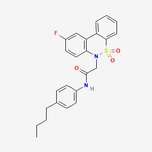 molecular formula C24H23FN2O3S B11341295 N-(4-butylphenyl)-2-(9-fluoro-5,5-dioxido-6H-dibenzo[c,e][1,2]thiazin-6-yl)acetamide 