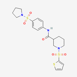 molecular formula C20H25N3O5S3 B11341310 N-[4-(pyrrolidin-1-ylsulfonyl)phenyl]-1-(thiophen-2-ylsulfonyl)piperidine-3-carboxamide 