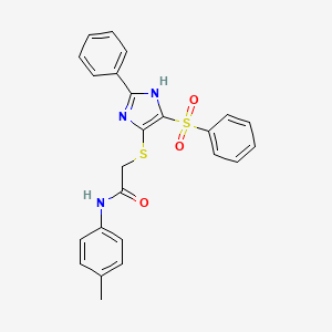 molecular formula C24H21N3O3S2 B11341353 N-(4-methylphenyl)-2-{[2-phenyl-4-(phenylsulfonyl)-1H-imidazol-5-yl]sulfanyl}acetamide 