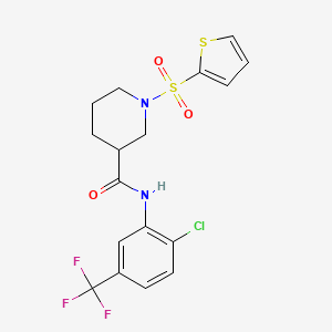 molecular formula C17H16ClF3N2O3S2 B11341576 N-[2-chloro-5-(trifluoromethyl)phenyl]-1-(thiophen-2-ylsulfonyl)piperidine-3-carboxamide 