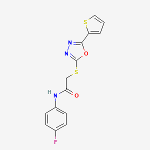 molecular formula C14H10FN3O2S2 B11341806 N-(4-fluorophenyl)-2-{[5-(thiophen-2-yl)-1,3,4-oxadiazol-2-yl]sulfanyl}acetamide 
