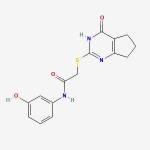 molecular formula C15H15N3O3S B11342092 N-(3-Hydroxyphenyl)-2-({4-oxo-3H,4H,5H,6H,7H-cyclopenta[D]pyrimidin-2-YL}sulfanyl)acetamide 