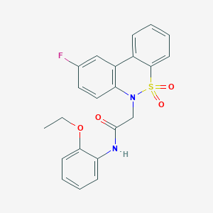 molecular formula C22H19FN2O4S B11342113 N-(2-ethoxyphenyl)-2-(9-fluoro-5,5-dioxido-6H-dibenzo[c,e][1,2]thiazin-6-yl)acetamide 