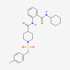molecular formula C27H35N3O4S B11342449 N-[2-(cyclohexylcarbamoyl)phenyl]-1-[(4-methylbenzyl)sulfonyl]piperidine-4-carboxamide 