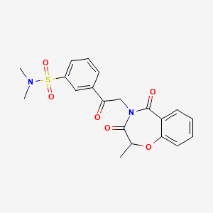 molecular formula C20H20N2O6S B11342561 N,N-dimethyl-3-[(2-methyl-3,5-dioxo-2,3-dihydro-1,4-benzoxazepin-4(5H)-yl)acetyl]benzenesulfonamide 
