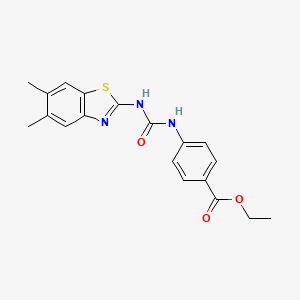 molecular formula C19H19N3O3S B11342701 Ethyl 4-{[(5,6-dimethyl-1,3-benzothiazol-2-yl)carbamoyl]amino}benzoate 