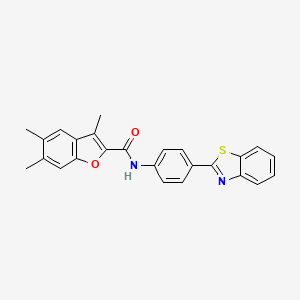 molecular formula C25H20N2O2S B11342852 N-[4-(1,3-benzothiazol-2-yl)phenyl]-3,5,6-trimethyl-1-benzofuran-2-carboxamide 