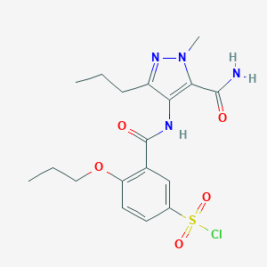 molecular formula C18H23ClN4O5S B113429 3-[(5-Carbamoyl-1-methyl-3-propylpyrazol-4-yl)carbamoyl]-4-propoxybenzenesulfonyl chloride CAS No. 374776-34-8