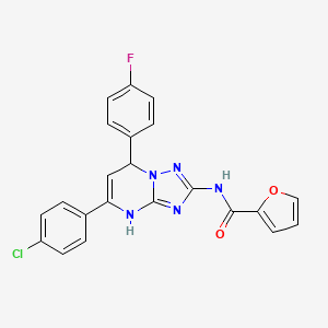 molecular formula C22H15ClFN5O2 B11343087 N-[5-(4-chlorophenyl)-7-(4-fluorophenyl)-3,7-dihydro[1,2,4]triazolo[1,5-a]pyrimidin-2-yl]furan-2-carboxamide 