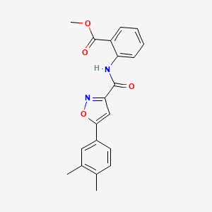 molecular formula C20H18N2O4 B11343088 Methyl 2-({[5-(3,4-dimethylphenyl)-1,2-oxazol-3-yl]carbonyl}amino)benzoate 