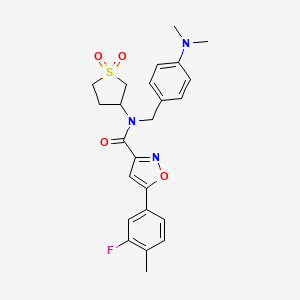 molecular formula C24H26FN3O4S B11343178 N-[4-(dimethylamino)benzyl]-N-(1,1-dioxidotetrahydrothiophen-3-yl)-5-(3-fluoro-4-methylphenyl)-1,2-oxazole-3-carboxamide 