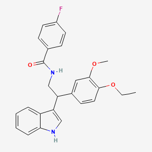 molecular formula C26H25FN2O3 B11343453 N-[2-(4-ethoxy-3-methoxyphenyl)-2-(1H-indol-3-yl)ethyl]-4-fluorobenzamide 