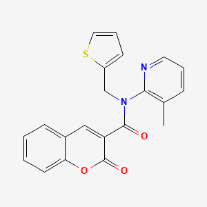 molecular formula C21H16N2O3S B11343551 N-(3-methylpyridin-2-yl)-2-oxo-N-(thiophen-2-ylmethyl)-2H-chromene-3-carboxamide 