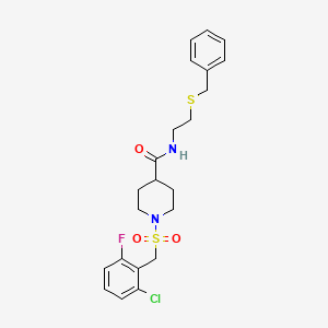 molecular formula C22H26ClFN2O3S2 B11343576 N-[2-(benzylsulfanyl)ethyl]-1-[(2-chloro-6-fluorobenzyl)sulfonyl]piperidine-4-carboxamide 