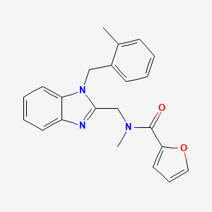 molecular formula C22H21N3O2 B11343662 N-methyl-N-{[1-(2-methylbenzyl)-1H-benzimidazol-2-yl]methyl}furan-2-carboxamide 
