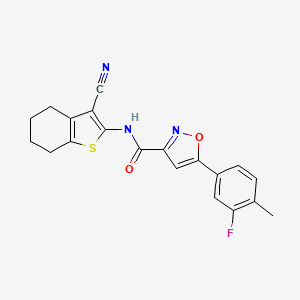 molecular formula C20H16FN3O2S B11343721 N-(3-cyano-4,5,6,7-tetrahydro-1-benzothiophen-2-yl)-5-(3-fluoro-4-methylphenyl)-1,2-oxazole-3-carboxamide 