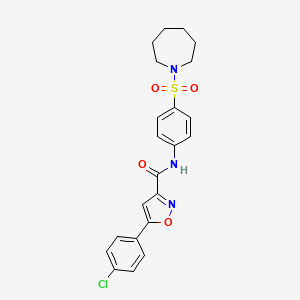 molecular formula C22H22ClN3O4S B11343943 N-[4-(azepan-1-ylsulfonyl)phenyl]-5-(4-chlorophenyl)-1,2-oxazole-3-carboxamide 