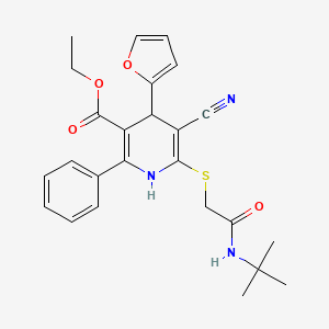 molecular formula C25H27N3O4S B11344232 Ethyl 6-{[2-(tert-butylamino)-2-oxoethyl]sulfanyl}-5-cyano-4-(furan-2-yl)-2-phenyl-1,4-dihydropyridine-3-carboxylate 