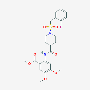 molecular formula C23H27FN2O7S B11344260 Methyl 2-[({1-[(2-fluorobenzyl)sulfonyl]piperidin-4-yl}carbonyl)amino]-4,5-dimethoxybenzoate 