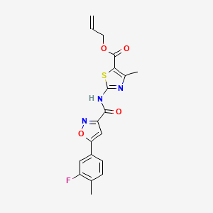 molecular formula C19H16FN3O4S B11344305 Prop-2-en-1-yl 2-({[5-(3-fluoro-4-methylphenyl)-1,2-oxazol-3-yl]carbonyl}amino)-4-methyl-1,3-thiazole-5-carboxylate 