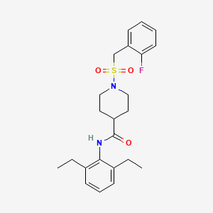 molecular formula C23H29FN2O3S B11344412 N-(2,6-diethylphenyl)-1-[(2-fluorobenzyl)sulfonyl]piperidine-4-carboxamide 