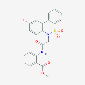 molecular formula C22H17FN2O5S B11344755 methyl 2-{[(9-fluoro-5,5-dioxido-6H-dibenzo[c,e][1,2]thiazin-6-yl)acetyl]amino}benzoate 
