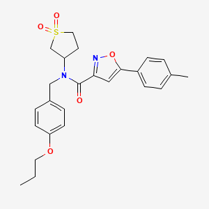 molecular formula C25H28N2O5S B11344757 N-(1,1-dioxidotetrahydrothiophen-3-yl)-5-(4-methylphenyl)-N-(4-propoxybenzyl)-1,2-oxazole-3-carboxamide 