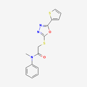 molecular formula C15H13N3O2S2 B11344802 N-methyl-N-phenyl-2-{[5-(thiophen-2-yl)-1,3,4-oxadiazol-2-yl]sulfanyl}acetamide 