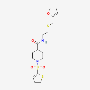 molecular formula C17H22N2O4S3 B11344874 N-{2-[(furan-2-ylmethyl)sulfanyl]ethyl}-1-(thiophen-2-ylsulfonyl)piperidine-4-carboxamide 