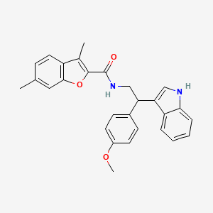 molecular formula C28H26N2O3 B11345037 N-[2-(1H-indol-3-yl)-2-(4-methoxyphenyl)ethyl]-3,6-dimethyl-1-benzofuran-2-carboxamide 