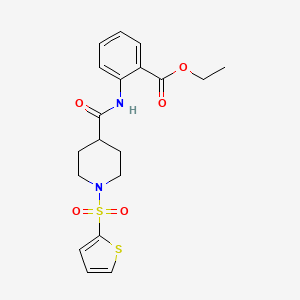 molecular formula C19H22N2O5S2 B11345044 Ethyl 2-({[1-(thiophen-2-ylsulfonyl)piperidin-4-yl]carbonyl}amino)benzoate 
