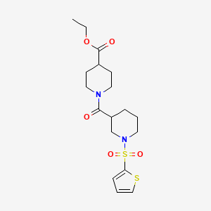 molecular formula C18H26N2O5S2 B11345182 Ethyl 1-{[1-(thiophen-2-ylsulfonyl)piperidin-3-yl]carbonyl}piperidine-4-carboxylate 