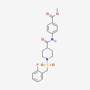molecular formula C21H23FN2O5S B11345231 Methyl 4-[({1-[(2-fluorobenzyl)sulfonyl]piperidin-4-yl}carbonyl)amino]benzoate 