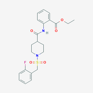 molecular formula C22H25FN2O5S B11345265 Ethyl 2-[({1-[(2-fluorobenzyl)sulfonyl]piperidin-4-yl}carbonyl)amino]benzoate 