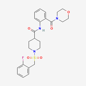 molecular formula C24H28FN3O5S B11345281 1-[(2-fluorobenzyl)sulfonyl]-N-[2-(morpholin-4-ylcarbonyl)phenyl]piperidine-4-carboxamide 