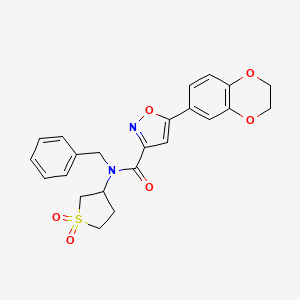 molecular formula C23H22N2O6S B11345283 N-benzyl-5-(2,3-dihydro-1,4-benzodioxin-6-yl)-N-(1,1-dioxidotetrahydrothiophen-3-yl)-1,2-oxazole-3-carboxamide 