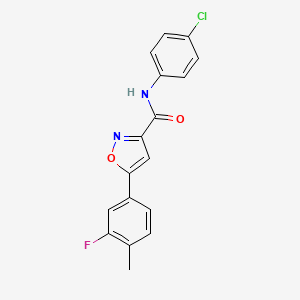 molecular formula C17H12ClFN2O2 B11345376 N-(4-chlorophenyl)-5-(3-fluoro-4-methylphenyl)-1,2-oxazole-3-carboxamide 