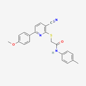 molecular formula C22H19N3O2S B11345541 2-{[3-cyano-6-(4-methoxyphenyl)pyridin-2-yl]sulfanyl}-N-(4-methylphenyl)acetamide 