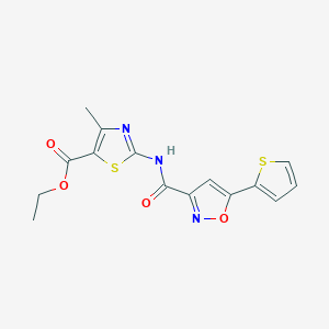 molecular formula C15H13N3O4S2 B11345565 Ethyl 4-methyl-2-({[5-(thiophen-2-yl)-1,2-oxazol-3-yl]carbonyl}amino)-1,3-thiazole-5-carboxylate 