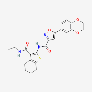 molecular formula C23H23N3O5S B11345593 5-(2,3-dihydro-1,4-benzodioxin-6-yl)-N-[3-(ethylcarbamoyl)-4,5,6,7-tetrahydro-1-benzothiophen-2-yl]-1,2-oxazole-3-carboxamide 
