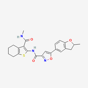 molecular formula C23H23N3O4S B11345618 N-[3-(methylcarbamoyl)-4,5,6,7-tetrahydro-1-benzothiophen-2-yl]-5-(2-methyl-2,3-dihydro-1-benzofuran-5-yl)-1,2-oxazole-3-carboxamide 