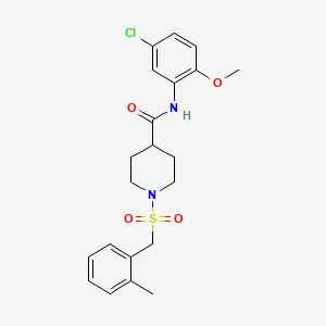 molecular formula C21H25ClN2O4S B11345794 N-(5-chloro-2-methoxyphenyl)-1-[(2-methylbenzyl)sulfonyl]piperidine-4-carboxamide 